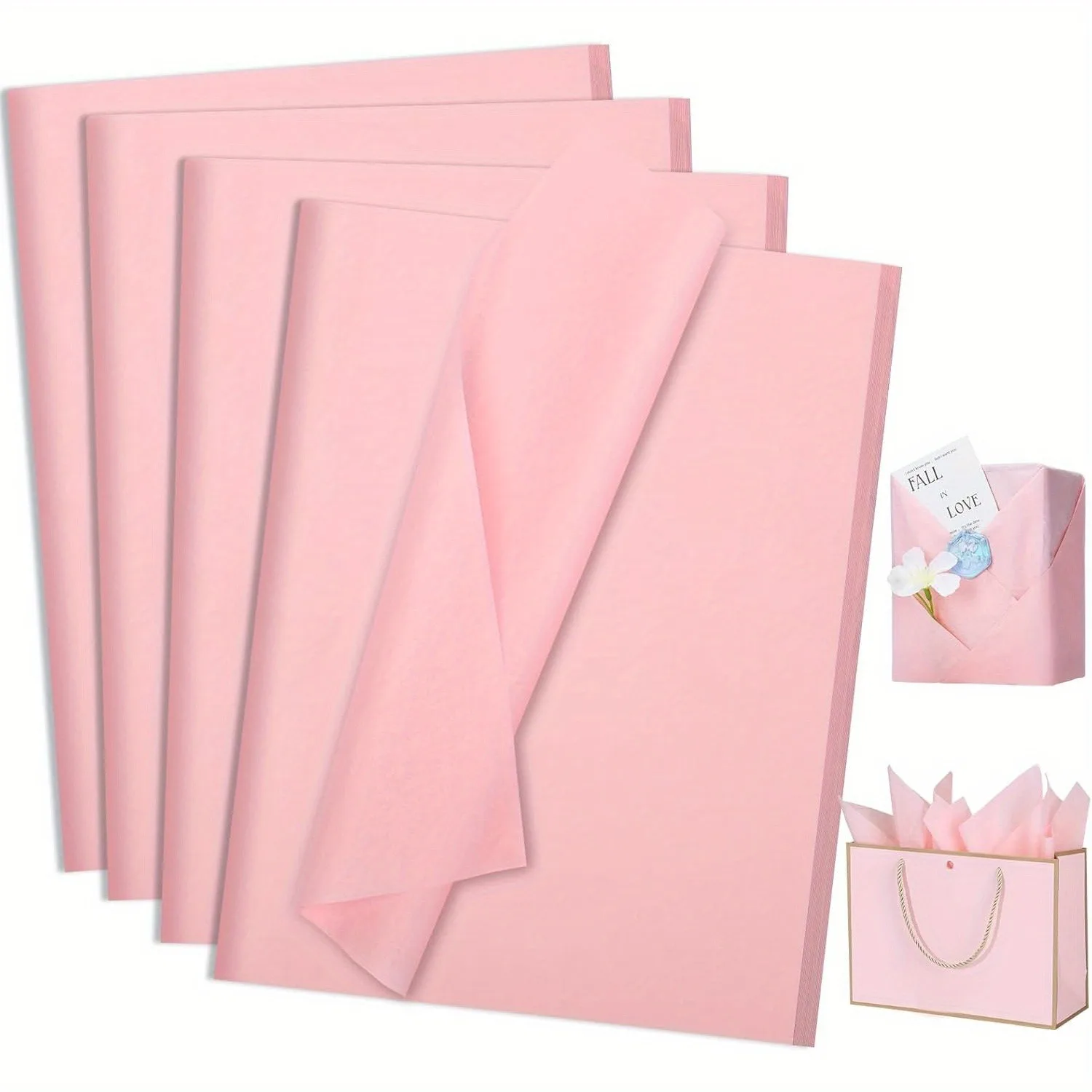 50 papier flocon de neige rose, papier d'emballage cadeau 50*35 cm, adapté aux festivals de fête, la Saint-Valentin, emballage cadeau d'anniversaire
