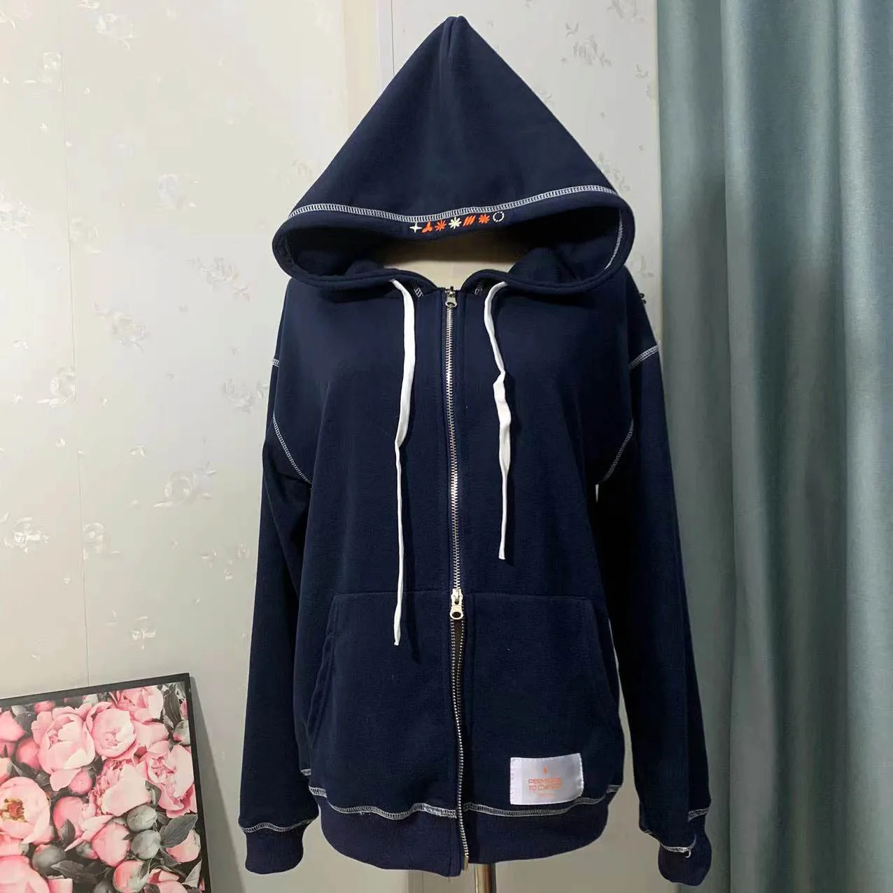 KpopLOVE ARMY STYLE Concert Navy Blue Zip Hoodie Kpop hoodies Design Aid Same Sweatshirts Unisex Streetwear Y2k Hooded Shirt Top