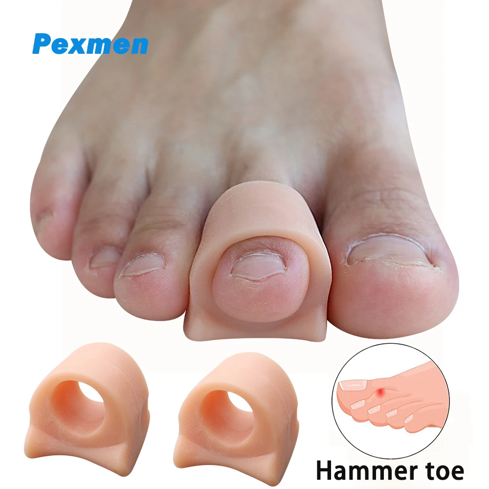 Pexmen-Corrector de dedos de los pies para hombres y mujeres, Gel suave de martillo de garra rizada doblada, alisadores de dedos de los pies, férula de dedo del pie, 2/4 piezas