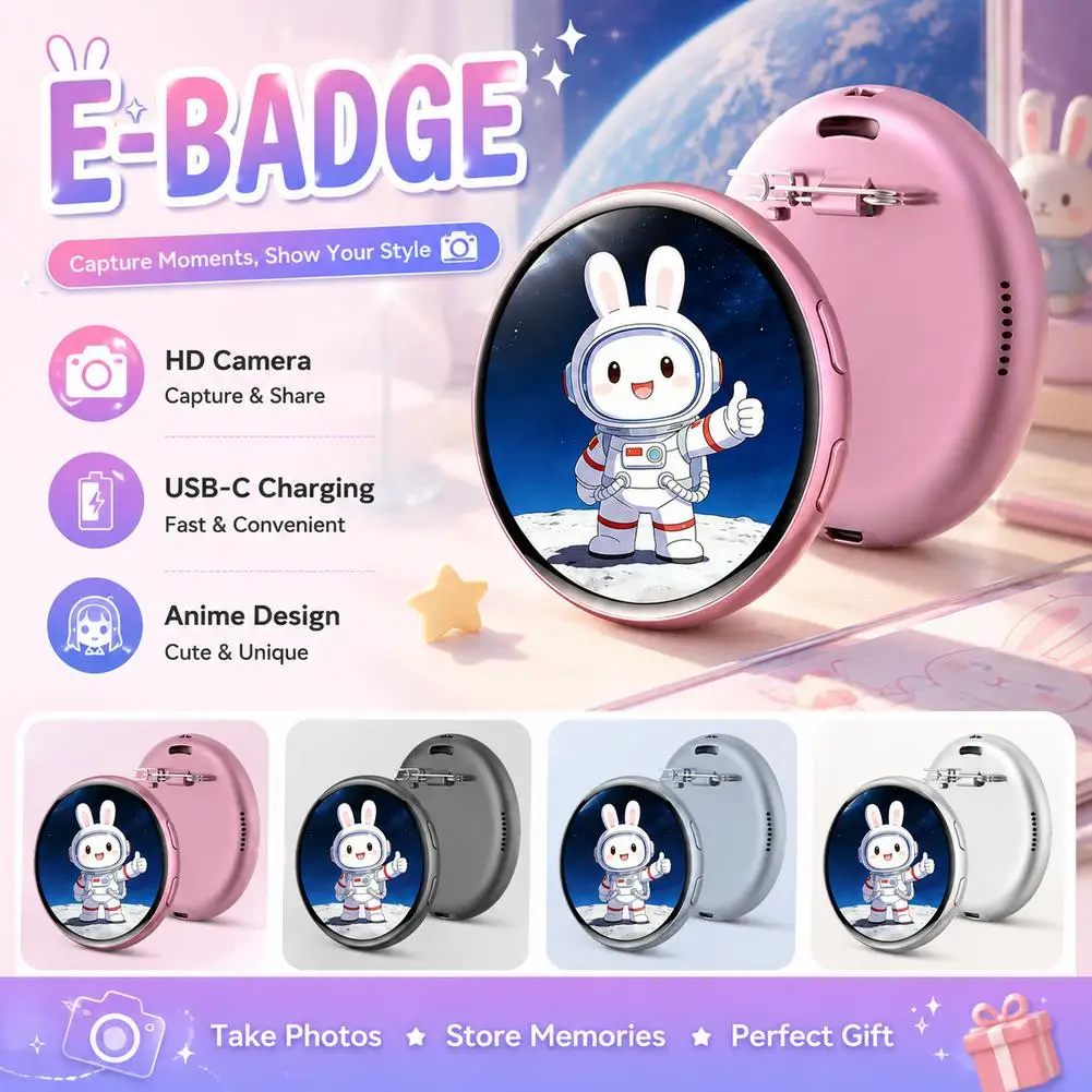 For Ebadge Electronic Bar Hanging Piece Picture Video Super Long Endurance Bluetooth Transmission Anime Animation Badge