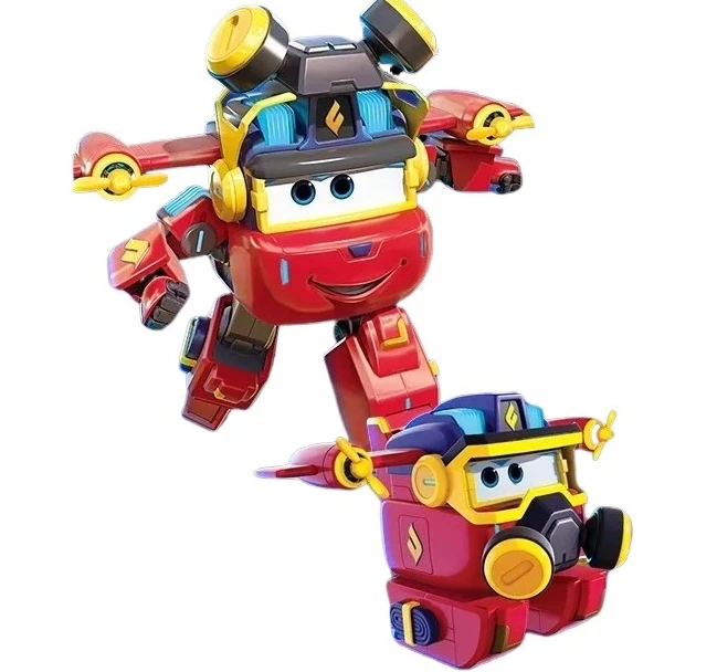 Auldey Original Super Wings Jianjian Dinosaur Mega Transformation Robot - Firefighter Grand Cheng Hangar Kids Action Figure Toy