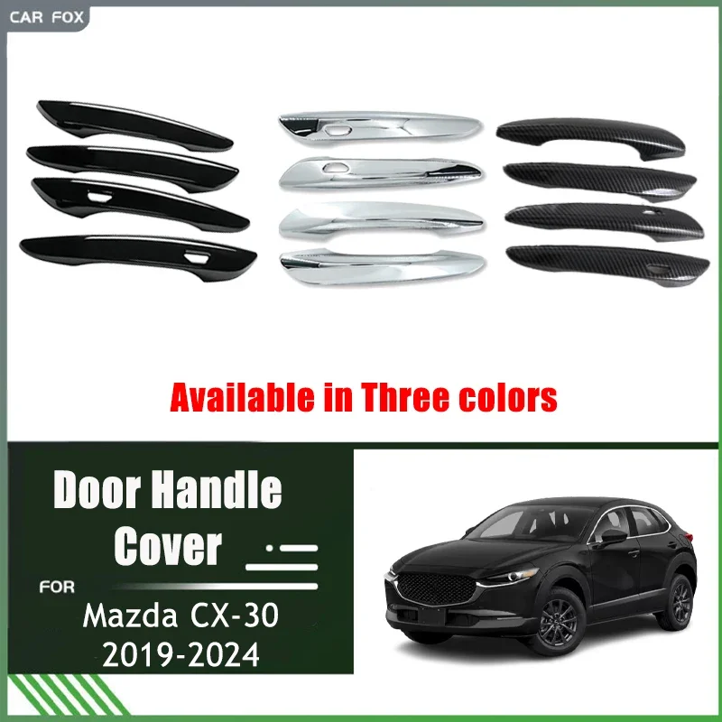 

Chrome Door Handle Cover Trim for Mazda CX-30 DM CX30 2019-2024 2020 2021 ABS Car Accessories Carbon Fiber Set Sticker Styling