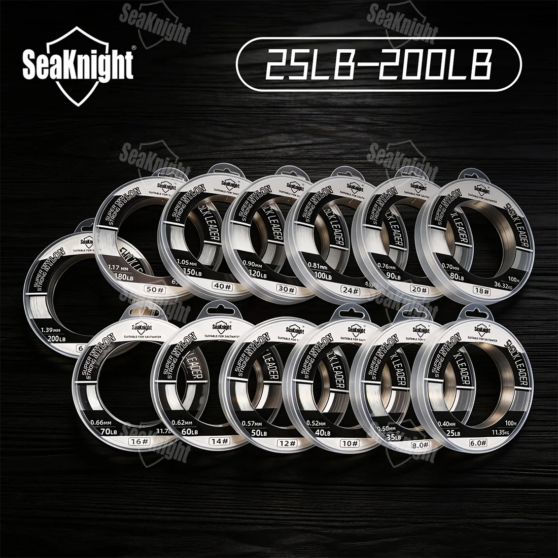 Image of SeaKnight Leistungsstarke Nylon-Schnur Großfisch-Vorfachschnur Fluorocarbon-Schnur 50M/100M 6.0 # -60 # 200LB Carbon-Leine Fliegenfischen Vorfachschnur