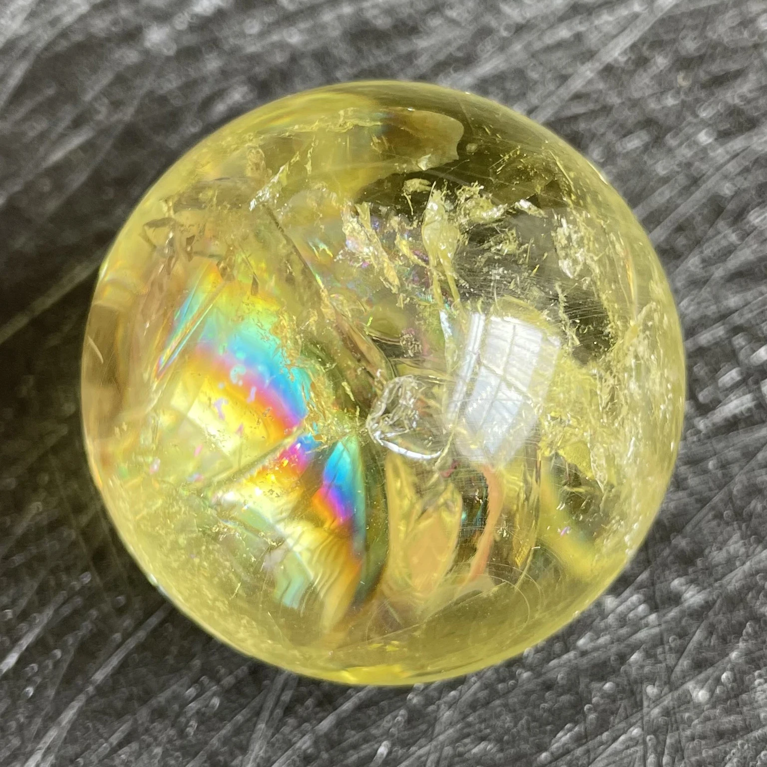 Sfera di cristallo di citrino di pietra naturale sfera di quarzo arcobaleno lucido guarigione Reiki di roccia