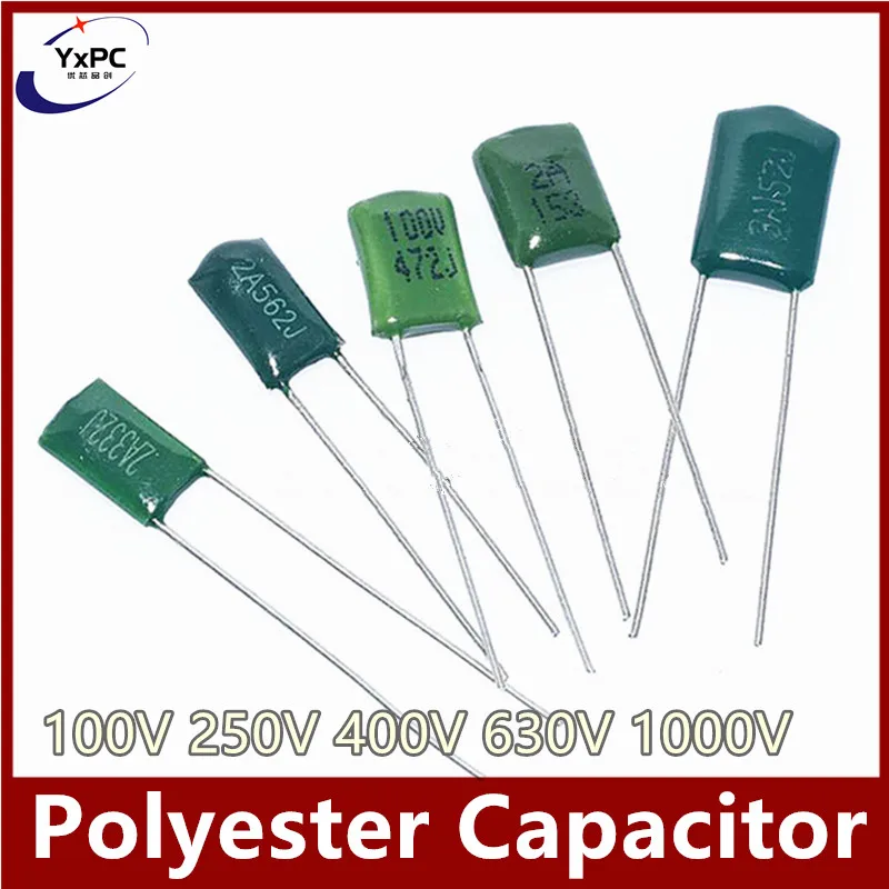 50pcs 1000V 630V 250V 400V 100V Polyester Film Capacitor 221 222 334 681 272 332 682 822 1NF 2.2NF 10NF 22NF 47NF 100NF 0.1UF