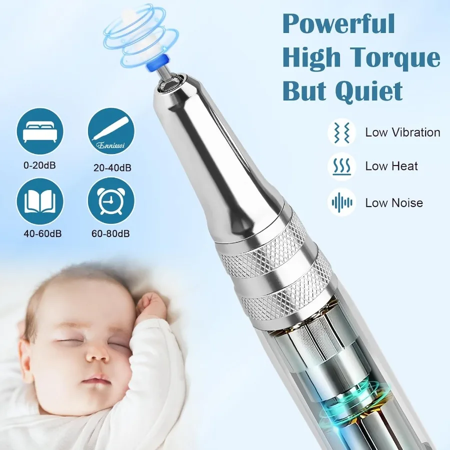 Perceuse à ongles électrique professionnelle sans fil, 35000 tr/min, pour ongles en acrylique et dissolvant de Gel, Portable et Rechargeable, avec 7 Bi