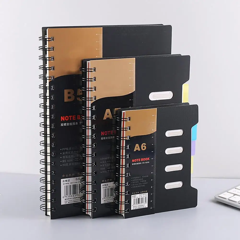 A5/A6/B5 Spiral Notebook With Dividers Smooth Writing Premium Thickened Page Coil Ring A5/B5 Notebook Planner Office Supplies