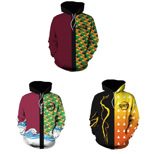 Imagen 2 del producto Anime Demon Slayer Kimetsu No Yaiba 3D Sudadera con capucha sudaderas Demon Slayer Agatsuma Zenitsu Tomioka Giyuu Cosplay hombres abrigo traje