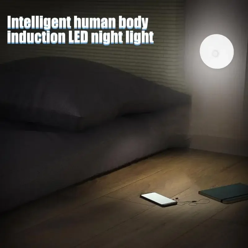 Motion Sensor LED Night Light USB Rechargeable Wall-Mounted Bedroom Stairs Cabinet Wardrobe Body Induction Lamps