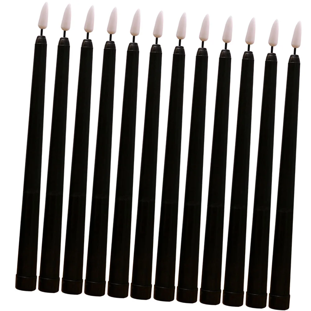 

12 Pcs Black Shell Taper LED Candles Flameless Christmas Wedding Decorations Tabletop Kitchen Counter Bookshelf Mantle Entryway