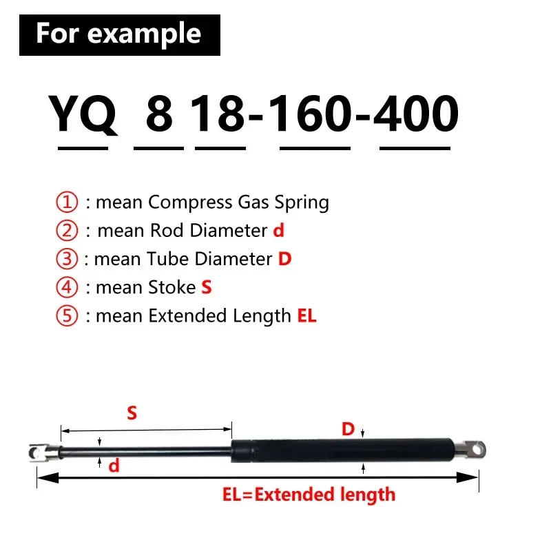 1PC 150N/34LB 8X18 Gas Struts with Steel Eyelet Hydraulic Strut Prop Pneumatic Support Rod Lift Supports Outdoor Bench Bed Cover