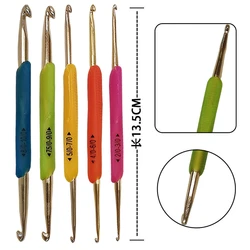 Silicone Handle Double Head Aluminum Crochet Hooks Weave Knitting Crochet Needles Sewing Tools 5Pcs/Set