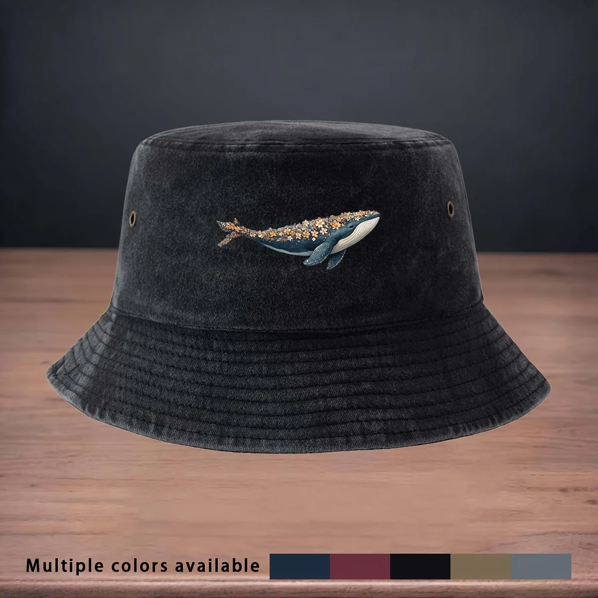 High-Quality Printed Long-Flower Whale Pattern Fisherman Hat for Fishing Lure Regular Fishing Hat Foldable Storage Easy to Carry