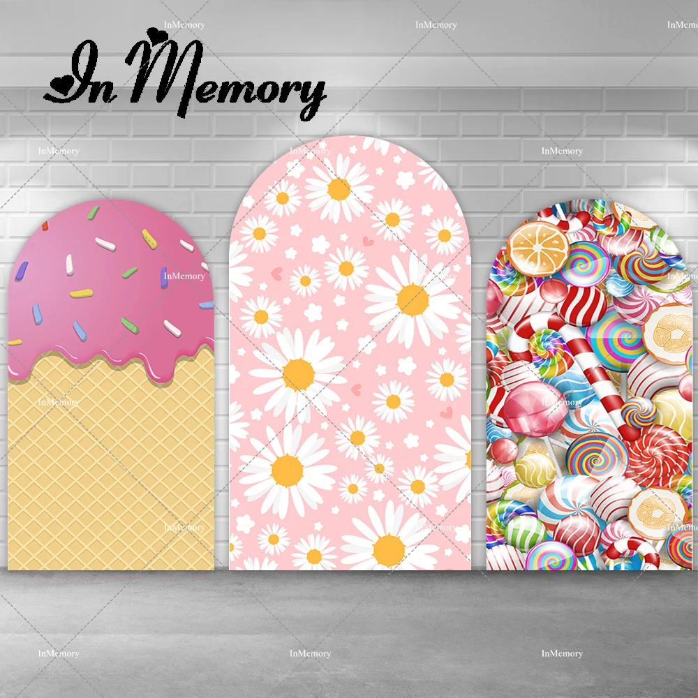 Candy Ice Cream Theme Arch Backdrop Cover for Girls Baby Shower 1st Bithday Party Decoration Daisy Chiara Wall Backgrounds