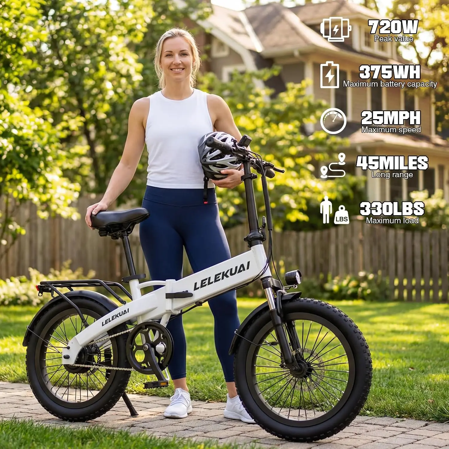 Electric Bike 520W-1200W 20-28MPH 32 Miles 48V 10Ah 3-Level Pedal Assist 14