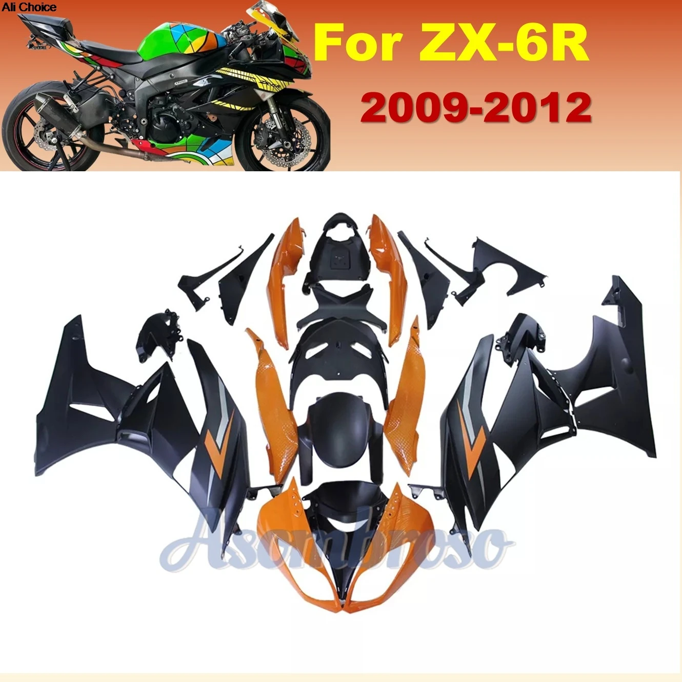 

Motorcycle Fairings Kit for Kawasaki ZX-6R 2009 2010 2011 ZX 6R ZX6R High Quality Injection Bodywork Set | Orange Black