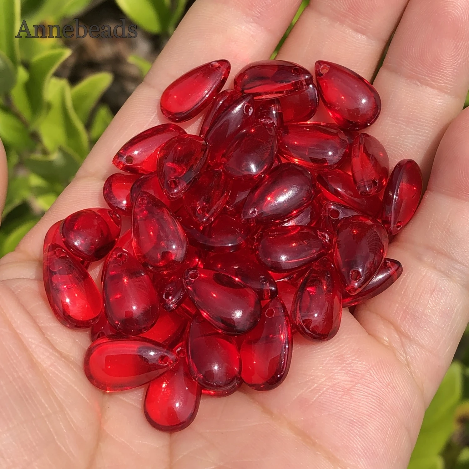 50 sztuk/partia kształt kropli wody 14x8mm ręcznie robione czerwone szklane koraliki Lampwork luźne do tworzenia biżuterii DIY bransoletka rzemiosło ustalenia