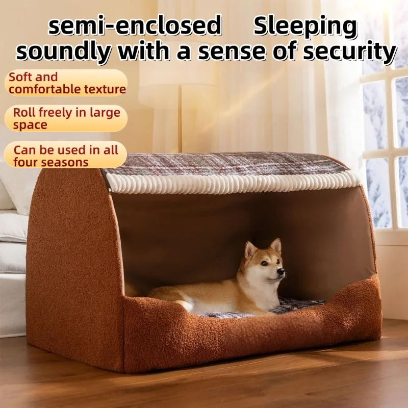 

Pet bed, small and medium-sized dog, sleeping space, drawer, curved house, warm and comfortable