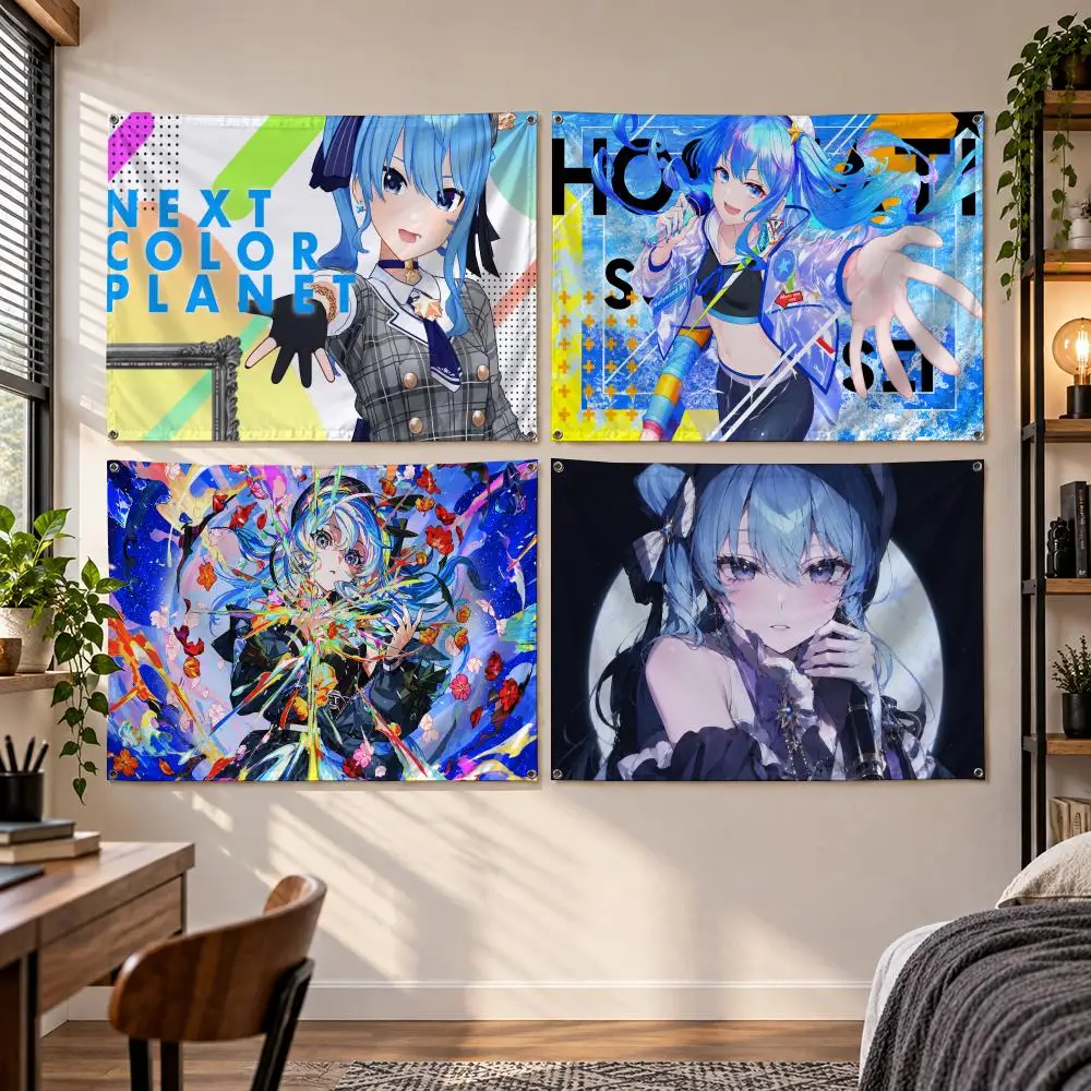 VTuber H-Hoshimachi Suisei Flags Banner Decor for Bedroom,Garden,Party,Club,Gaming Room,Indoor Outdoor