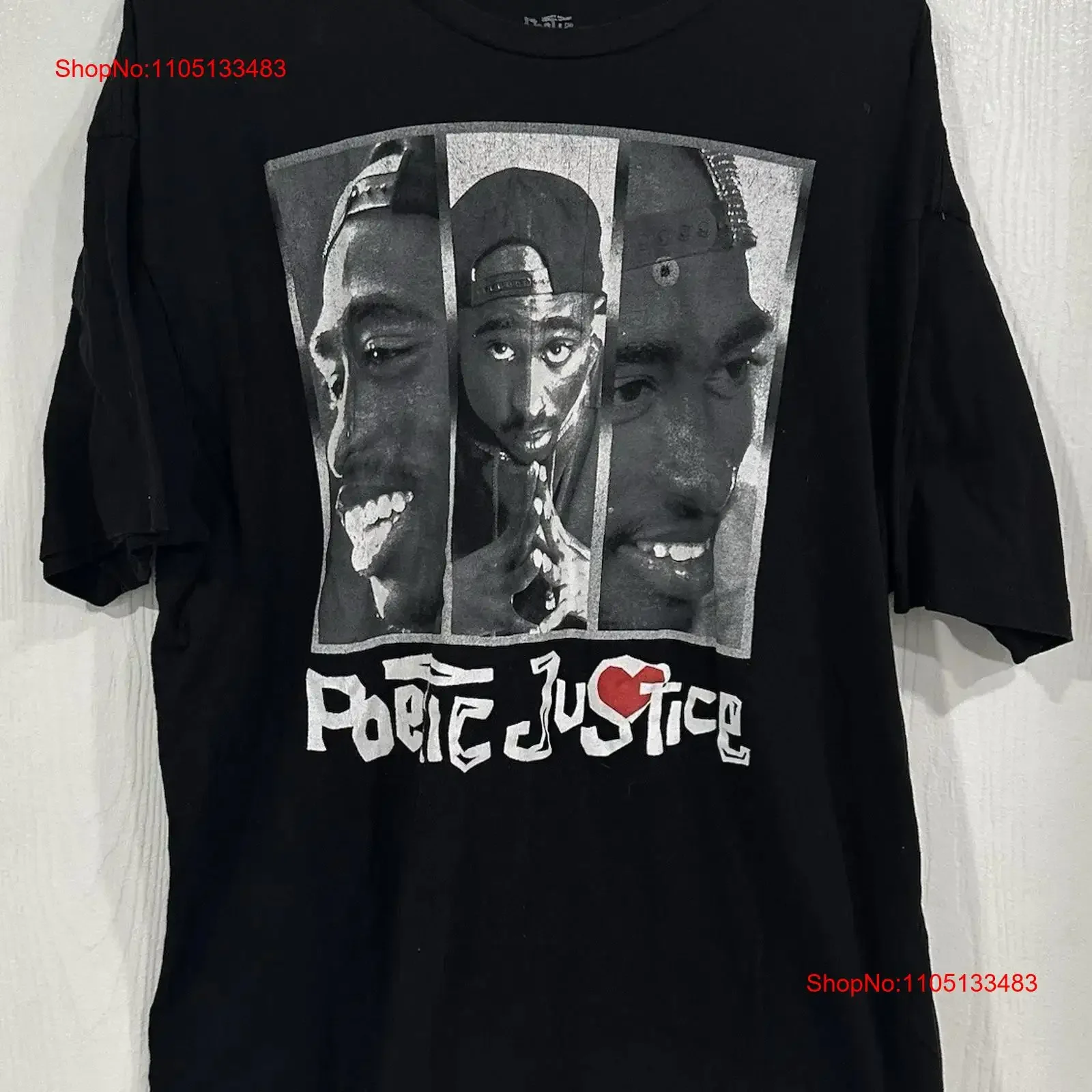 

Poetic Justice T shirt Black 2pac Shakur Sz XL vintage Washed Versatile Comfortable Casual Unisex homme Slightly streetwear