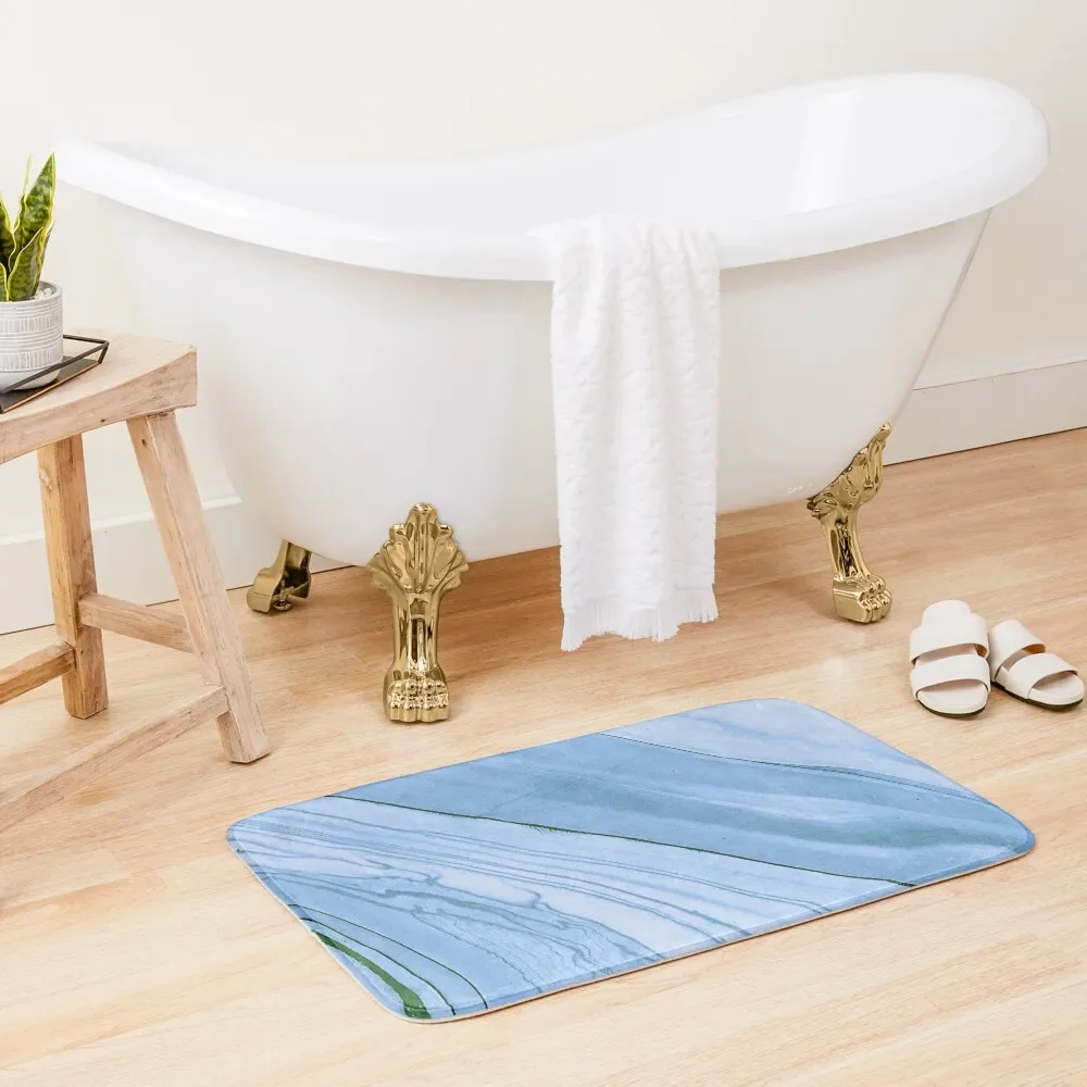 

Currents (Faux) of Blue (Faux) Marble Pattern Bath Mat Floors For Bathroom Bathroom Kit Mat