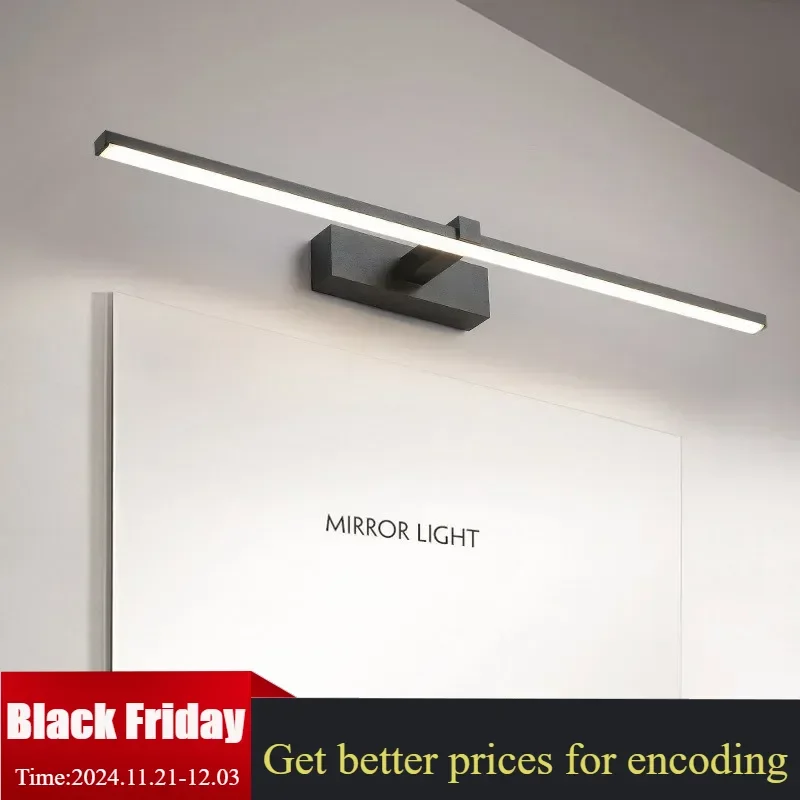 Led Mirror Lights Wall Lamps Bathroom Waterproof White Black LED Flat Lamp Modern Indoor Wall lamp Bathroom Lighting Make Up