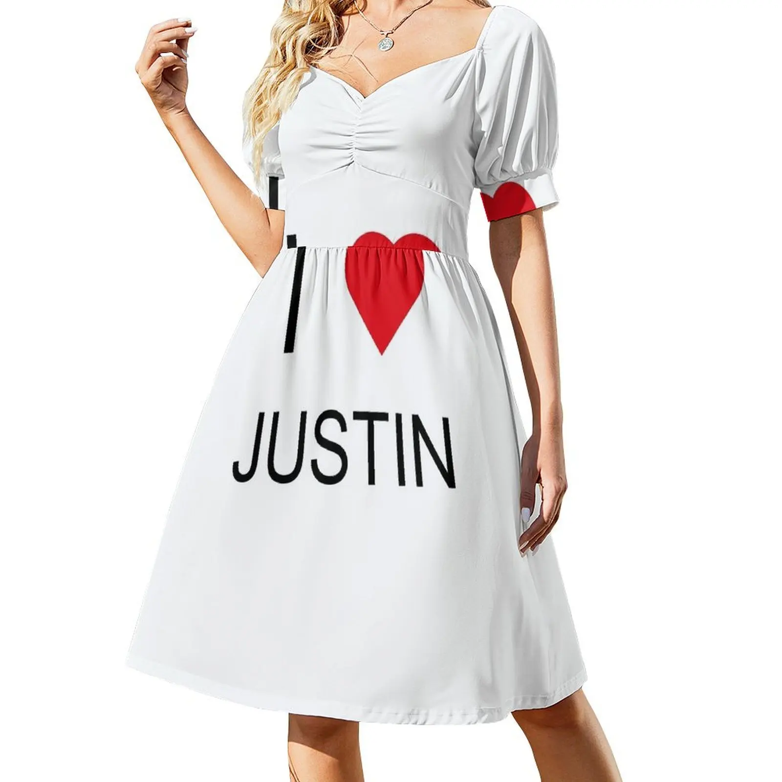 

I Love Justin - Heart Short-Sleeved Dress dresses for women Long veiled dresses women party dresses