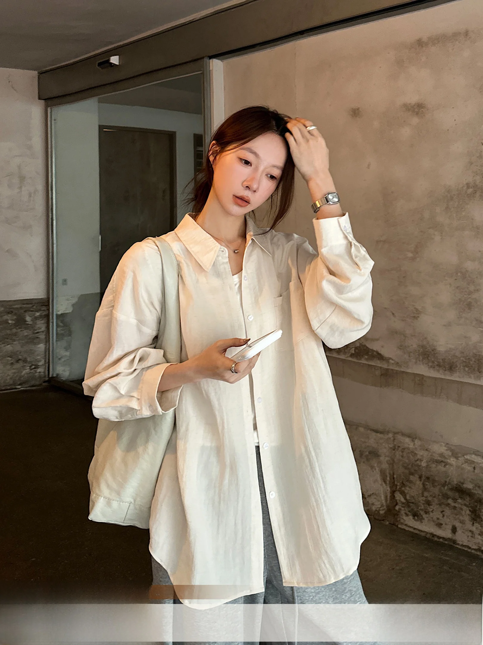 

Vs What Linen Long Sve irt Женская верхняя одежда с физической защитой от солнца Повседневная свободная посадка Удобная легкая весенняя одежда irt