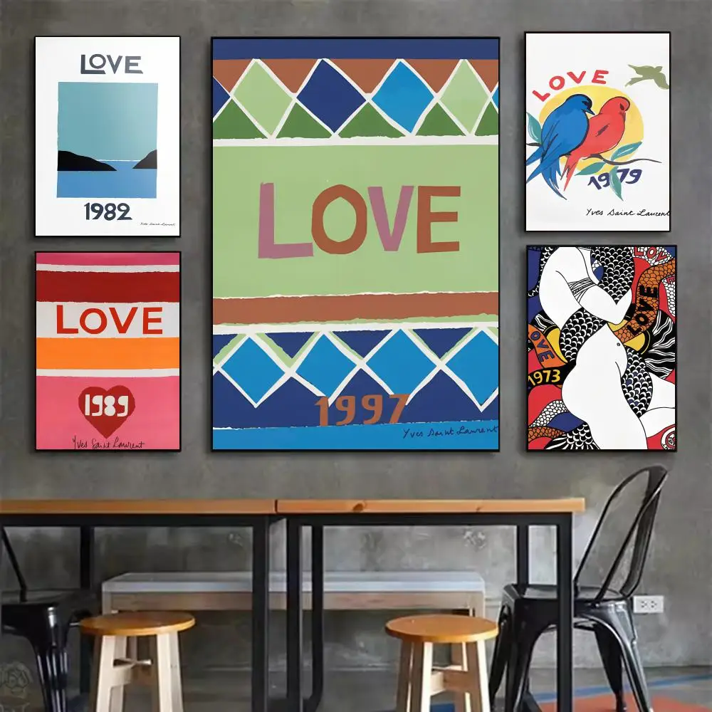 Póster de arte bohemio de Yves Saint Laurent, pegatina autoadhesiva impermeable, decoración de pared para dormitorio y restaurante