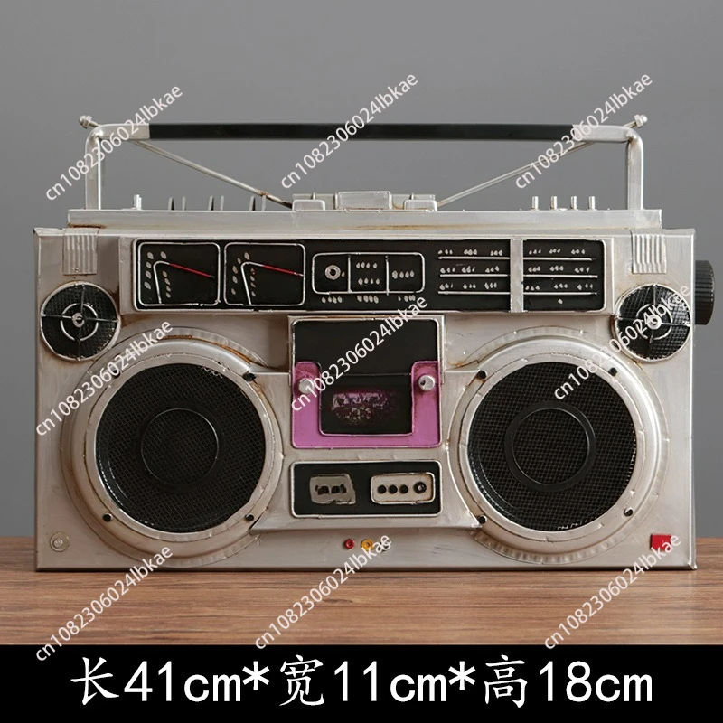 Retro old wrought iron radio recorder ornament model Republic of China home cafe decoration