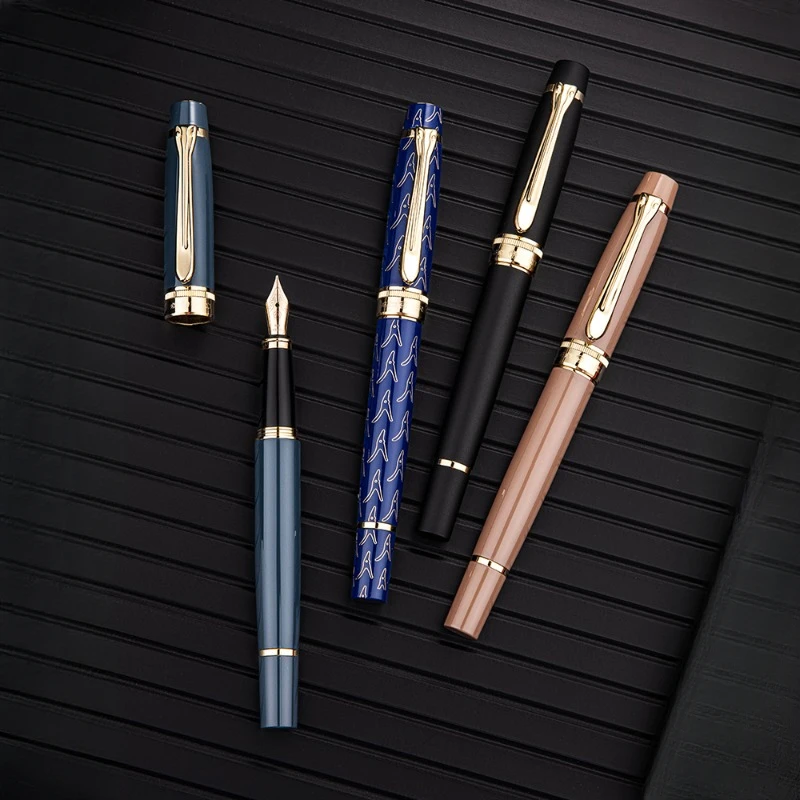 HERO H76 Fountain Pen Fine Iridium F 0.5MM Nib,Beautiful Ink Writing Blue Colors with Converter for Student School Supplies Gift