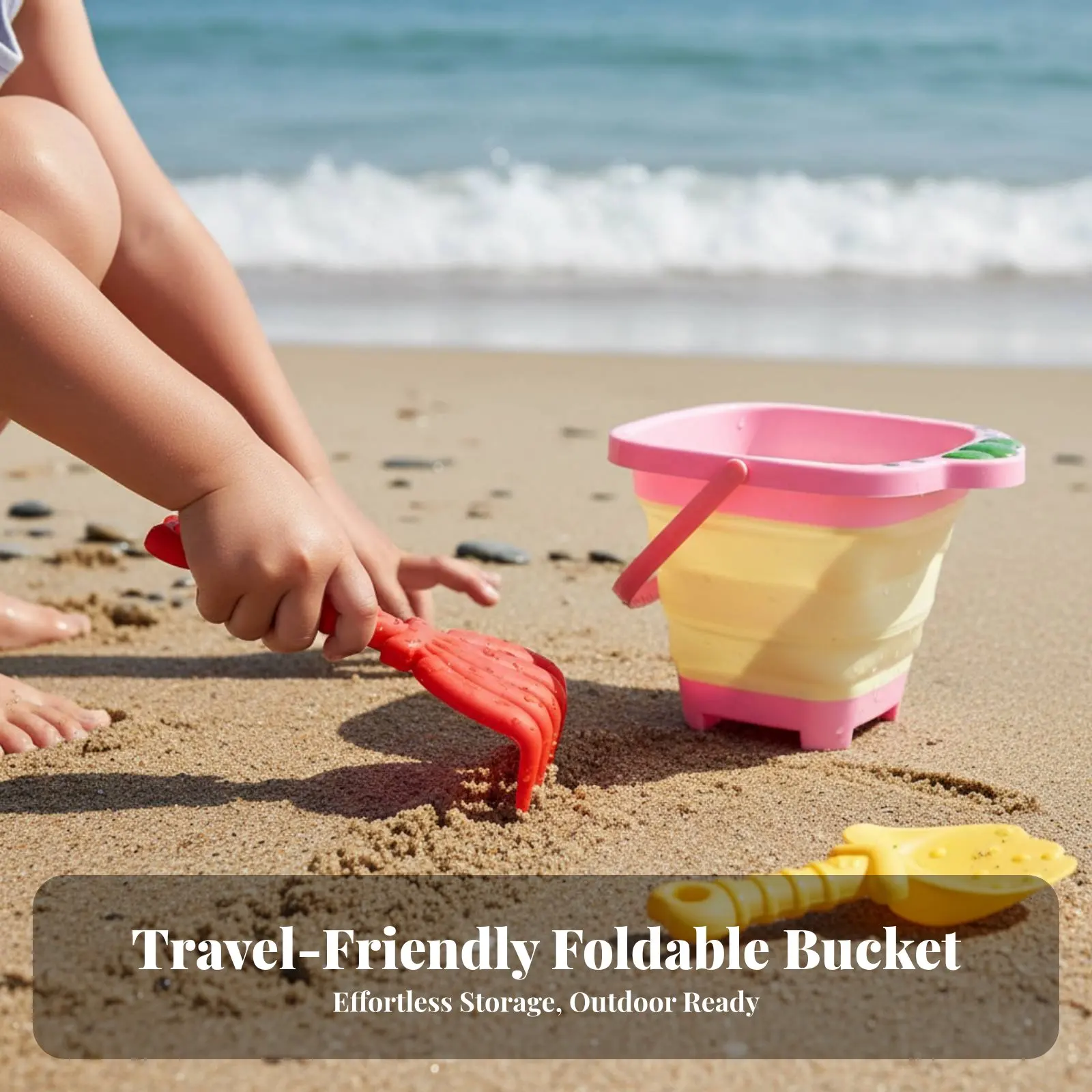 

Складной набор для пляжа: ведро и формочки для песка, прочные игрушки для детей