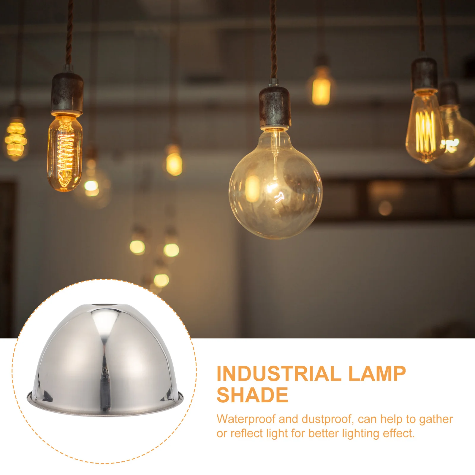 

Stainless Steel Industrial Lamp Shade Vintage Waterproof Decorative Pendant Light Cover Retro Metal Bulb Guard Ceiling Lamp