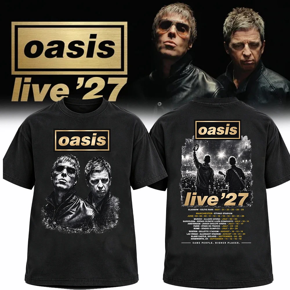 Oasis Live 27 World Tour T-shirt Man Woman Harajuku Short Sleeve Shirt Tops Y2k Tops