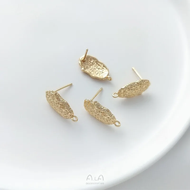 14K Gold Color Irregular Texture Lava With Hanging Rings Earrings Hmade DIY Earrings Ear Jewelry Accessories Material