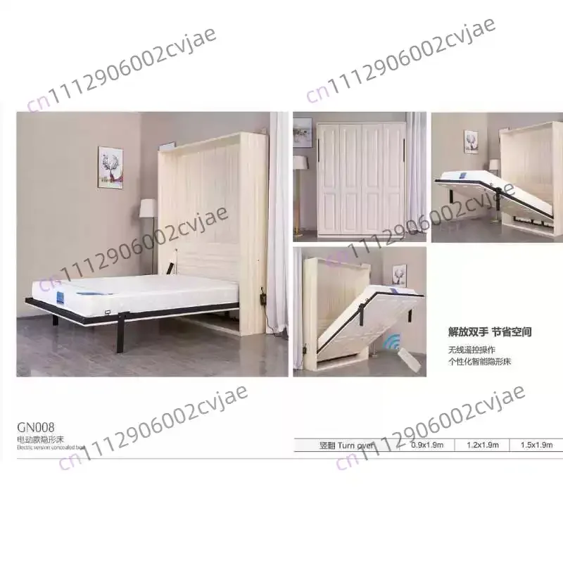 Invisible bed Household rollover invisible folding bed Small apartment desk bed Integrated combination bedroom Murphy folding wa