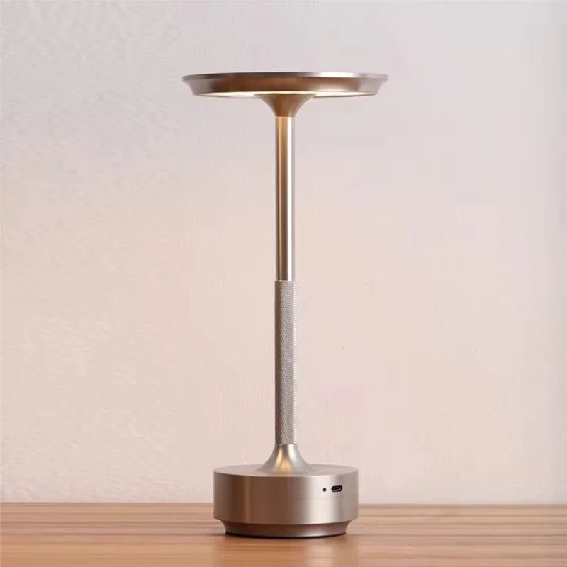 

AA01-Wireless LED Table Lamp Restaurant Bar Lamp Dimming Atmosphere Portable Charging Touch Read Lamp Bedroom Decor Light Sliver