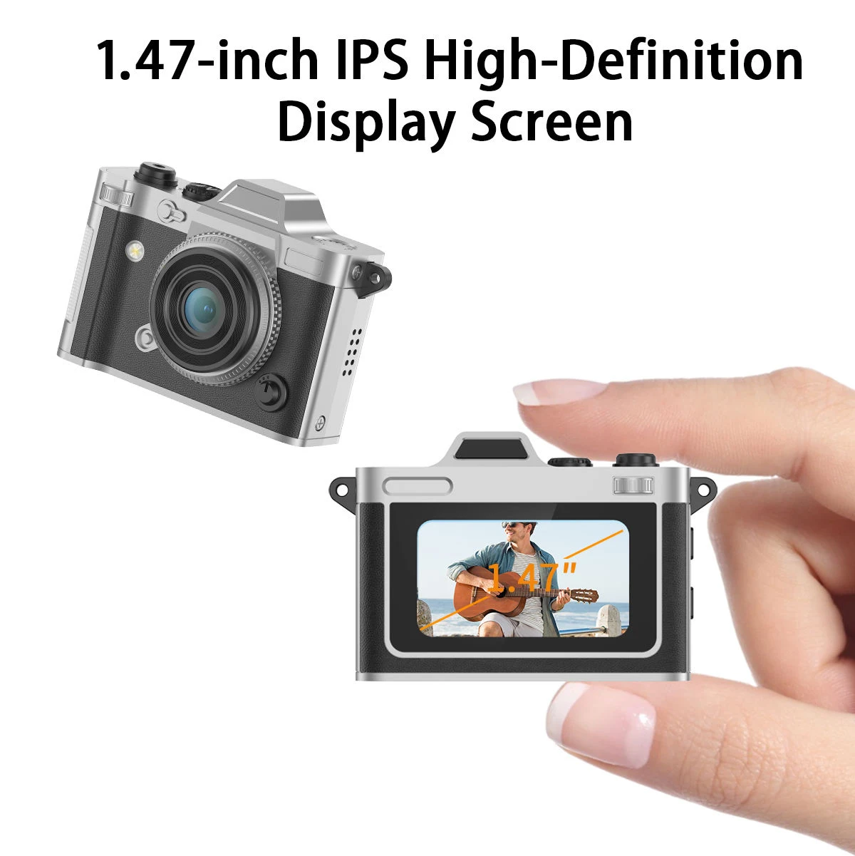 DC29S Metallic Texture Super Light Genuine Leather Retro Android Phone Mini Digital Camera CMOS 2K Video for Instant Sharing