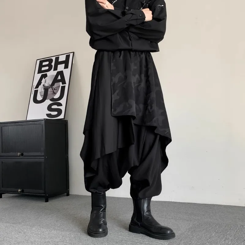 Loose Black Harun Pants hanging crotch pants Trend Japanese Yamamoto Style 2024 Summer Men Wide Leg Pants y2k Anime fashion