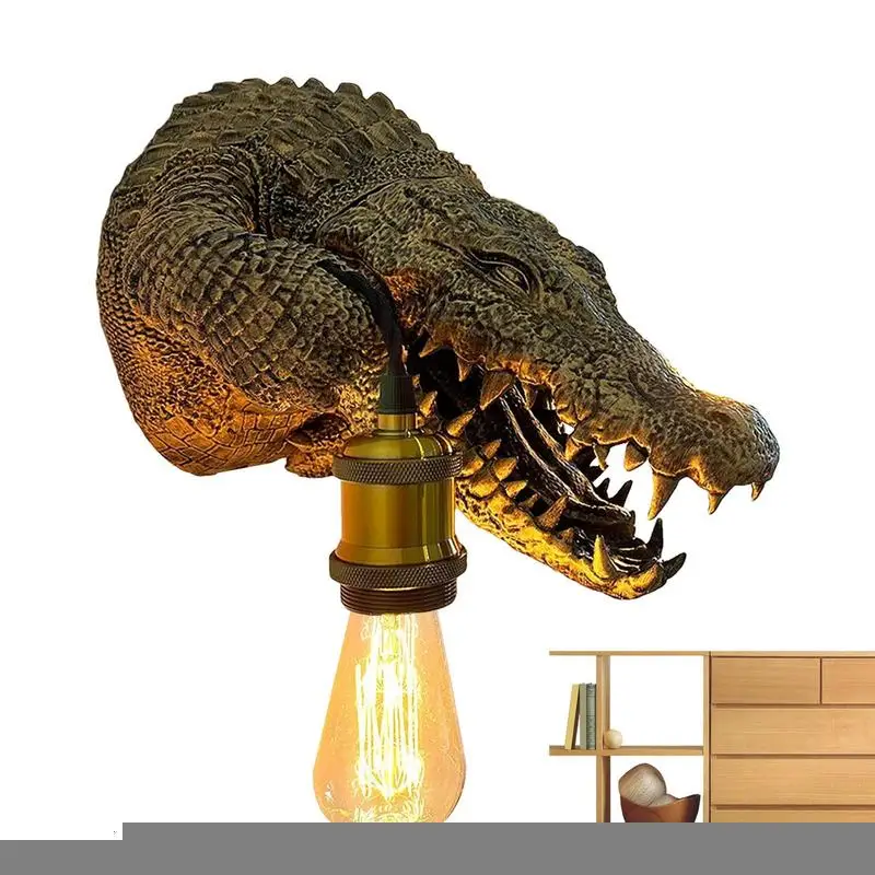 

Crocodile Lamp Skull Crocodile Light Resin Wall Lamps Creative Alligator Night Light Wall Sconce For Boys Girls For Bedroom