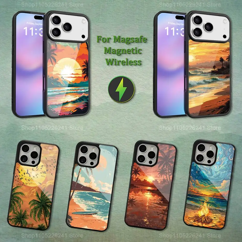 

Tropical Cartoon Art Phone Case For iPhone 13,12,11,16,15,17,14,Pro,Max,Plus,Mini, For Magsafe,Magnetic Wireless Charging