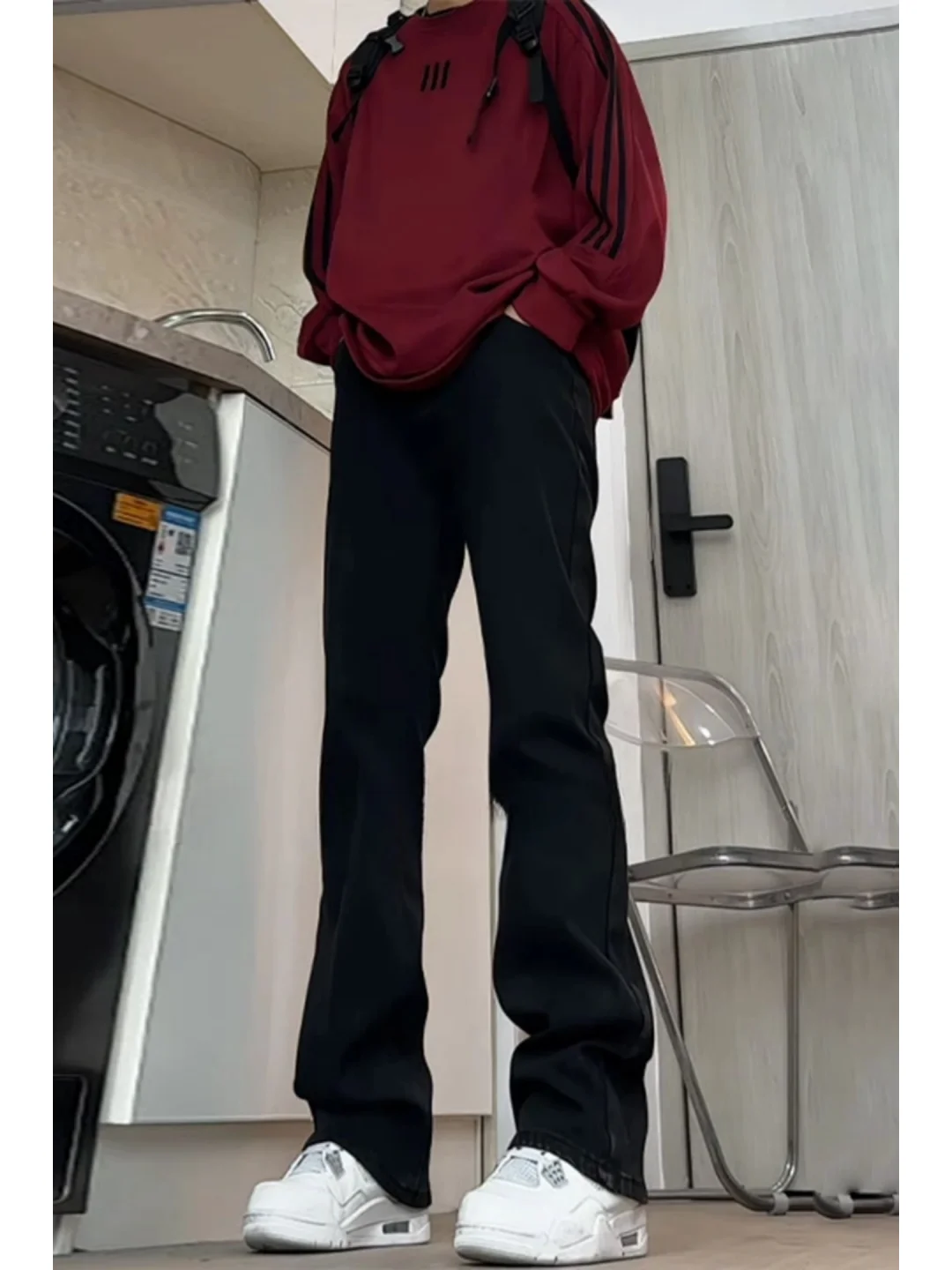 

Bla Cleanfit Thiened Fce Lined Slim Fit Men's Jeans Knife Straight Leg Bootcut Trousers for Autumn Winter