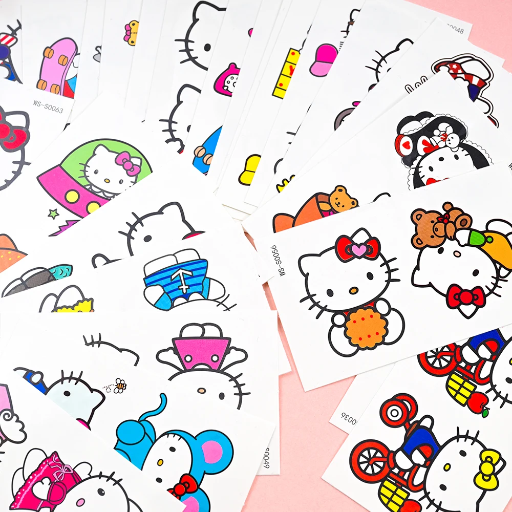 30Pcs/set Cartoon Hello Kitty 3D Tattoos Sticker Kuromi Hello Kitty Cute Waterproof Fake Tattoo Stickers Girls Boy Gift