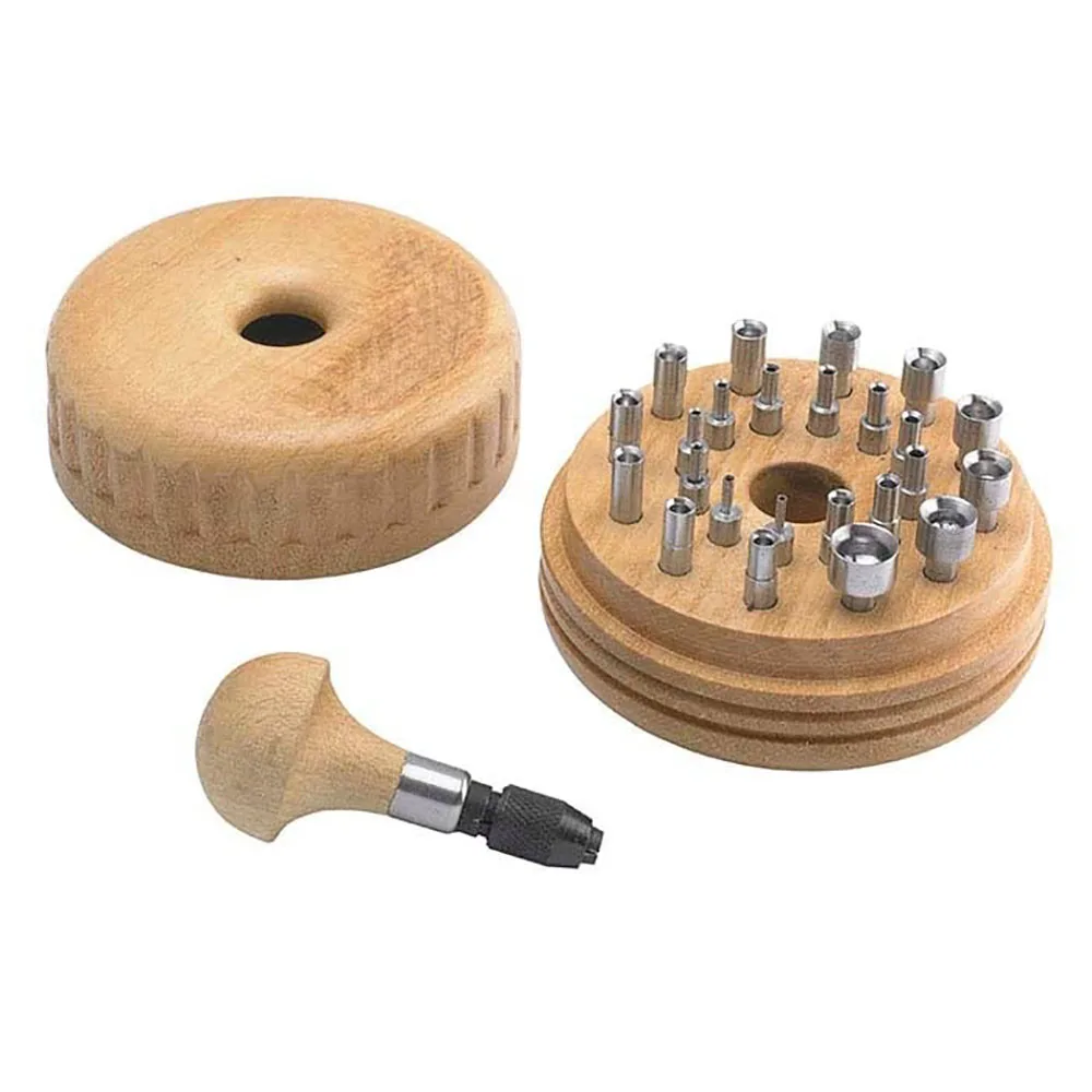 24PCS Bezel Setting Punch Tools 1.5-9mm Hardened Steel Concave Stone Setting Kit Jewelry Gem Securing Burnishing Punches Set