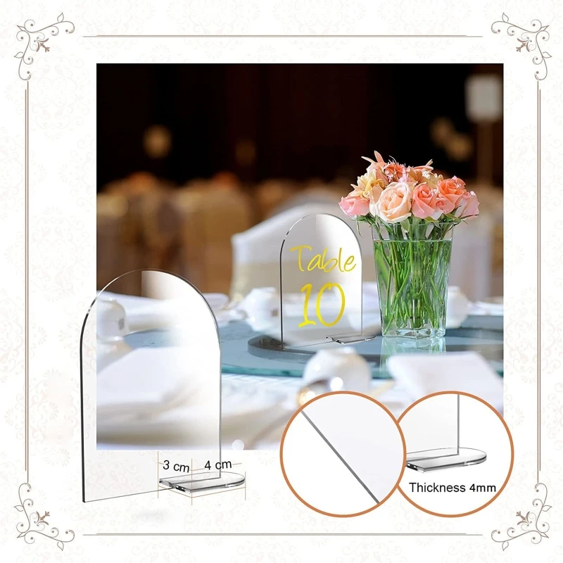 5 Pieces Arch Table Sign Acrylic for Seat Card Guest Name Tag Wedding Banquet Round Top Transparent Place Card for Weddi