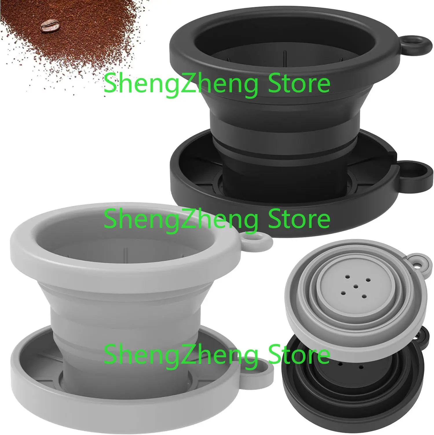 1Pcs Travel Pour Over Coffee Maker Reusable Coffee Paperless Pour Over Filter Collapsible Silicone for Camping Hiking HomeOffice
