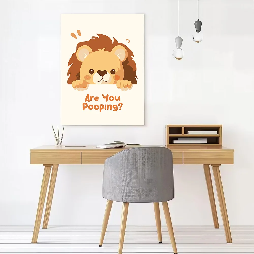 Cartoon Lion With Funny Question Canvas Wall Art Poster Custom Photo Print Modern Painting for Fans Home Decoration Ornaments