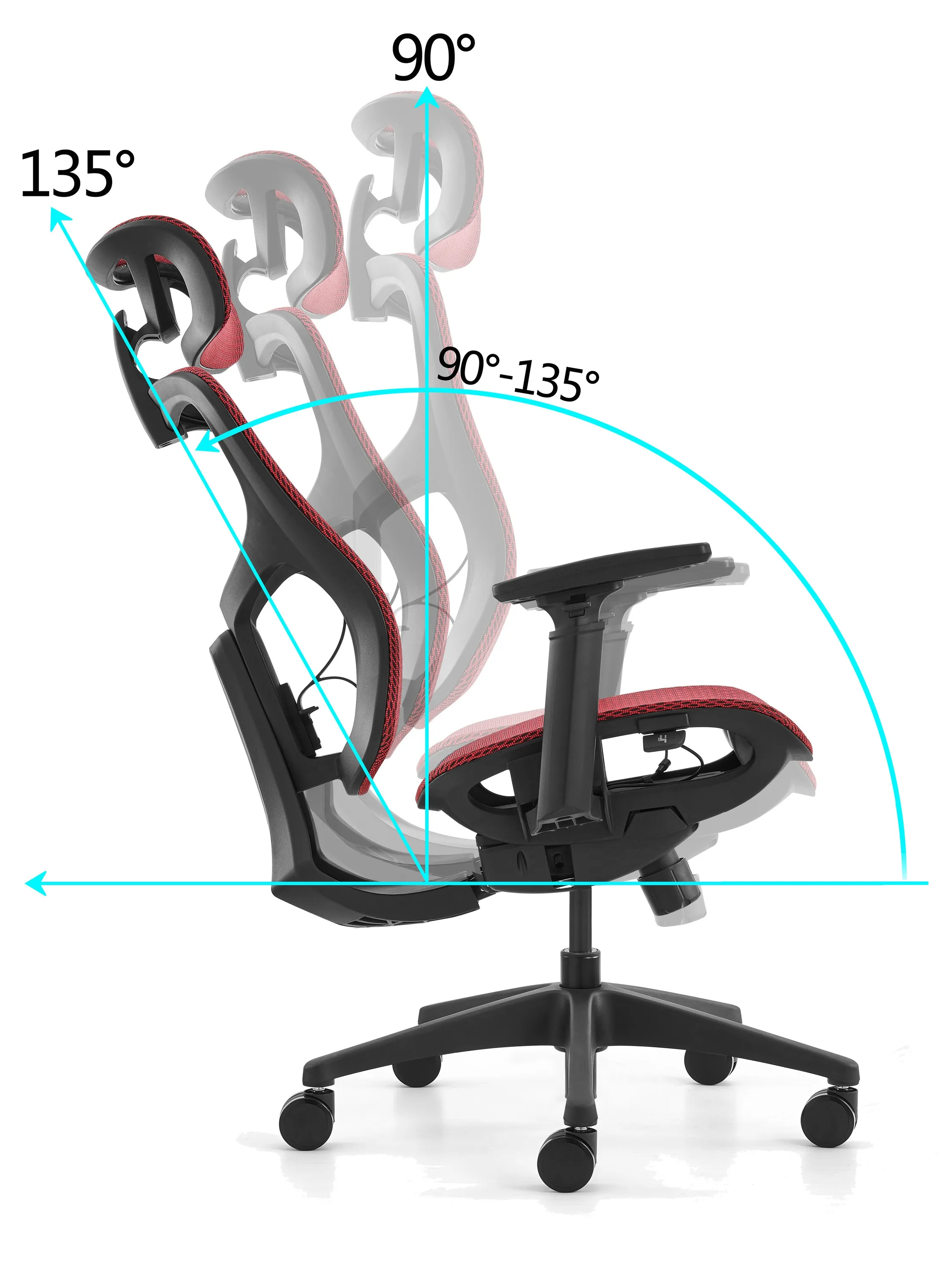 Adjus  High Back Mesh Swivel Office Chair Ergonomic Breathable Seating for Home Office Laboratory Workspace