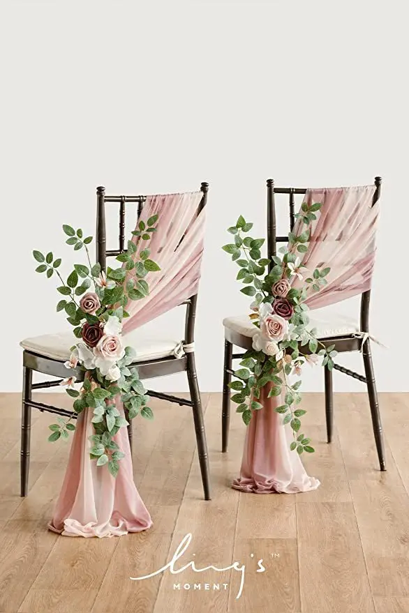 2023 Hot Sale Wedding Chair Flowers Decoration Outdoor Handmade Artificial Flowers Decor Wedding Props