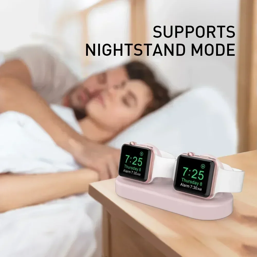Supporto per caricabatterie con slot per Apple Watch Dock di ricarica morbido antigraffio in silicone Base di ricarica 2in1 per Apple Watch AirPods Pro 2